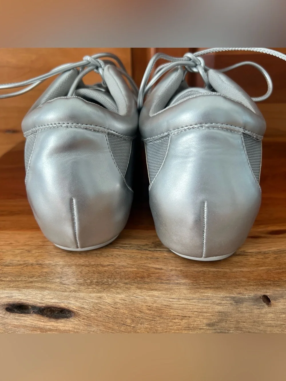 JW PEI Flavia Metallic Silver Ballerina Sneakers Size 9 EU 40 Low Profile